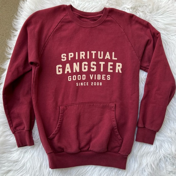 Spiritual Gangster Tops - Spiritual Gangster Good Vibes Crewneck Pocket Sweatshirt